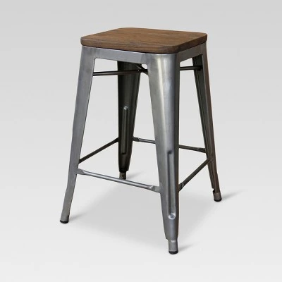 Set Of 2 Hampden Industrial 24" Counter Height Barstool Natural Metal - Threshold™ 2 Set Of 2 Hampden Industrial 24" Counter Height Barstool Natural Metal - Threshold™ - Image 2
