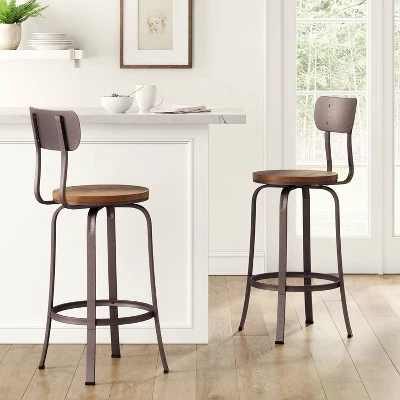 Dakota Swivel Wood Seat Barstool With Adjustable Legs Metal - Threshold™ 1 Dakota Swivel Wood Seat Barstool With Adjustable Legs Metal - Threshold™