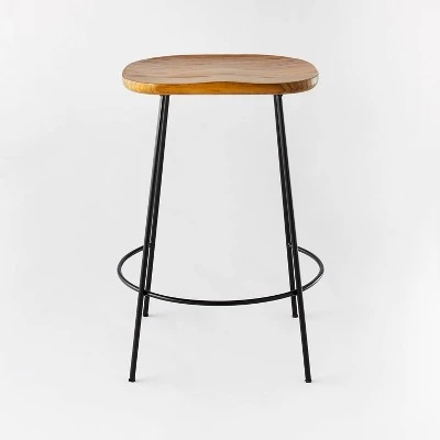 Metal Base Counter Height Barstools With Wood Seat Brown - Threshold™ Designed With Studio McGee 2 Metal Base Counter Height Barstools With Wood Seat Brown - Threshold™ Designed With Studio McGee - Image 2