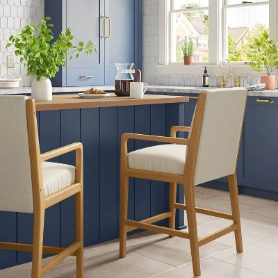 2pk Esters Wood Arm Counter Height Barstool Cream/Natural Wood - Threshold™ 1 2pk Esters Wood Arm Counter Height Barstool Cream/Natural Wood - Threshold™