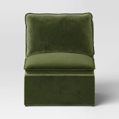Haven Velvet Modular French Seam Sofa Chair Dark Green - Threshold™ 2 Haven Velvet Modular French Seam Sofa Chair Dark Green - Threshold™ - Image 2