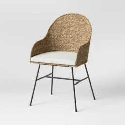 Landis Woven Backed Dining Chair With Cushion Natural - Threshold™ -Threshold GUEST 4b820867 5f47 4df7 a8d6 a76087dc890c