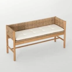 Elden Wood Bench With Woven Back And Loose Cushion Seat - Threshold™ Designed With Studio McGee -Threshold GUEST 512a58d0 258b 4cd4 8401 add11f70e81d