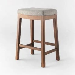 Candor Wood And Upholstered Saddle Counter Height Barstool - Threshold™ -Threshold GUEST 5b16e3f6 659a 452c 94c6 c37d9de19550