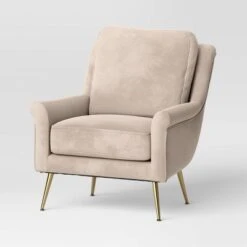 Carmine Luxe Arm Accent Chair With Brass Legs - Threshold™ -Threshold GUEST 6652745f 1be4 43f4 b70b d04a0ca617a6