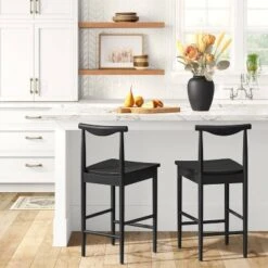 Biscoe Wood Counter Height Barstool Black - Threshold™