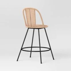 Olivine Rounded Back Woven Counter Height Barstool With Metal Legs Natural - Threshold™ -Threshold GUEST 762e0250 57e4 4cea b6bc 1640474ba352