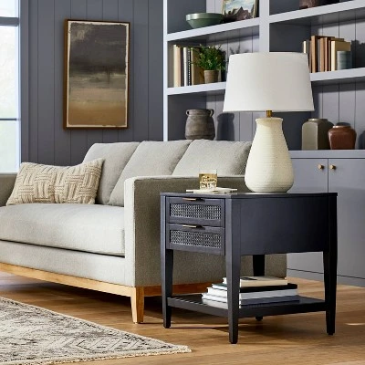 East Bluff 2 Drawers Woven Accent Table Black - Threshold™ Designed With Studio McGee 1 East Bluff 2 Drawers Woven Accent Table Black - Threshold™ Designed With Studio McGee