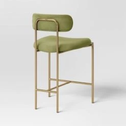 Orion Luxe Backed Counter Height Barstool With Brass Legs Olive Green Velvet - Threshold™ -Threshold GUEST 7e783766 9223 4da7 9627 10de0ab7294f