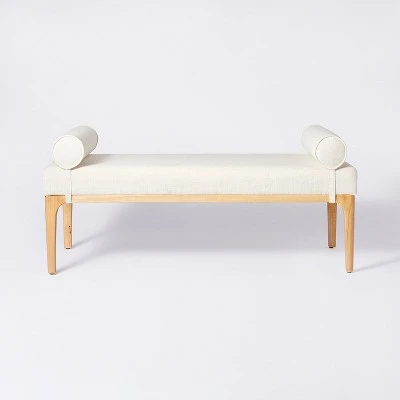 Randolph Bench With Bolster Pillows Linen - Threshold™ Designed With Studio McGee 2 Randolph Bench With Bolster Pillows Linen - Threshold™ Designed With Studio McGee - Image 2