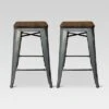 Set Of 2 Hampden Industrial 24" Counter Height Barstool Natural Metal - Threshold™