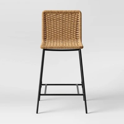 Wasson Woven Metal Leg Counter Height Barstool Tan - Threshold™ 2 Wasson Woven Metal Leg Counter Height Barstool Tan - Threshold™ - Image 2