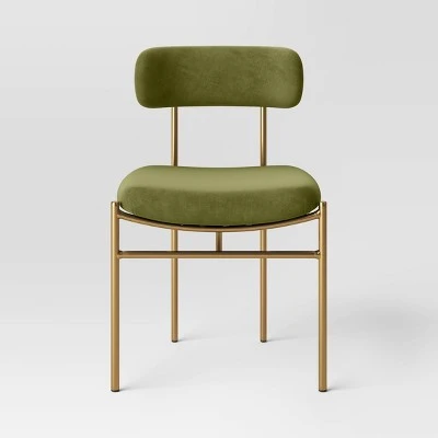 Orion Luxe Dining Chair With Brass Legs Olive Green Velvet - Threshold™ 2 Orion Luxe Dining Chair With Brass Legs Olive Green Velvet - Threshold™ - Image 2
