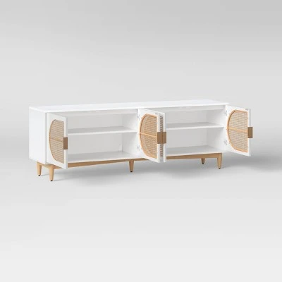 Organic Caned TV Stand For TVs Up To 65" White - Threshold™ 2 Organic Caned TV Stand For TVs Up To 65" White - Threshold™ - Image 2