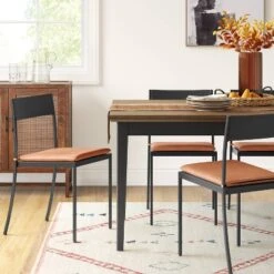 Clion Metal Dining Chair Black/Caramel Faux Leather - Threshold™