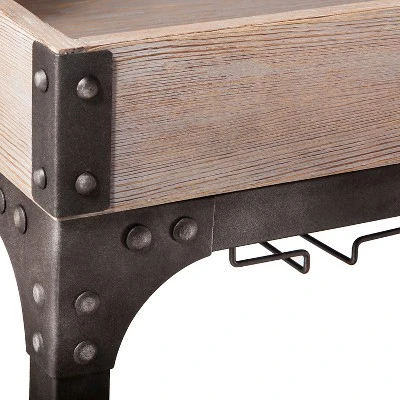 Franklin Bar Cart And Wine Rack Weathered Gray - Threshold™ 3 Franklin Bar Cart And Wine Rack Weathered Gray - Threshold™ - Image 3