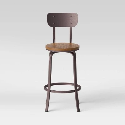 Dakota Swivel Wood Seat Barstool With Adjustable Legs Metal - Threshold™ 2 Dakota Swivel Wood Seat Barstool With Adjustable Legs Metal - Threshold™ - Image 2