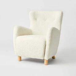 Kessler Wingback Faux Sherling Accent Chair Cream - Threshold™ Designed With Studio McGee -Threshold GUEST a09f34e6 88c9 4d02 ba31 f262090269f8