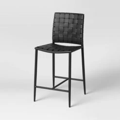 Wellfleet Woven Faux Leather Metal Base Counter Height Barstool - Threshold™ -Threshold GUEST bb9a059a 91e7 41e3 a71d 7a17b5f1faca