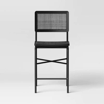 Errol Cane And Wood Counter Height Barstool With Metal Legs Black - Threshold™ 2 Errol Cane And Wood Counter Height Barstool With Metal Legs Black - Threshold™ - Image 2
