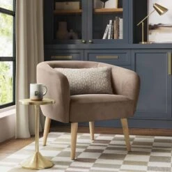 Threshold 43 Barrel Open Back Accent Chair Velvet Camel - Threshold™