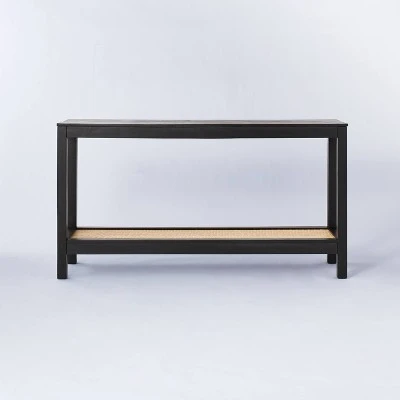 Console Table With Woven Rattan Shelf Black - Threshold™ Designed With Studio McGee 2 Console Table With Woven Rattan Shelf Black - Threshold™ Designed With Studio McGee - Image 2