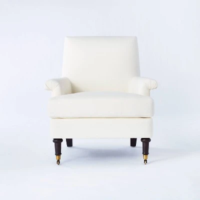 Mercer Rolled Upholstered Arm Chair With Casters Cream - Threshold™ Designed With Studio McGee 2 Mercer Rolled Upholstered Arm Chair With Casters Cream - Threshold™ Designed With Studio McGee - Image 2