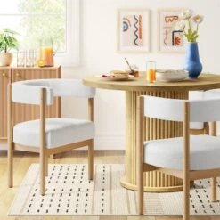 Kenova Upholstered Dining Chair With Wood Dowel Legs Cream - Threshold™