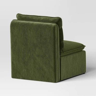 Haven Velvet Modular French Seam Sofa Chair Dark Green - Threshold™ 3 Haven Velvet Modular French Seam Sofa Chair Dark Green - Threshold™ - Image 3