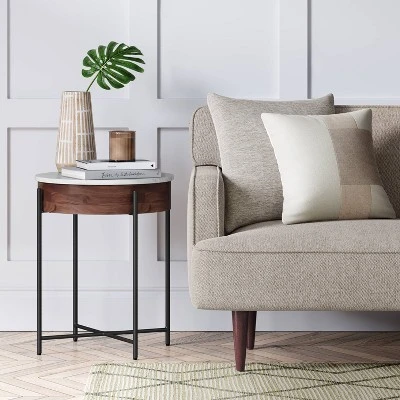 Birkdale Round Marble/Wood End Table White - Threshold™ 1 Birkdale Round Marble/Wood End Table White - Threshold™