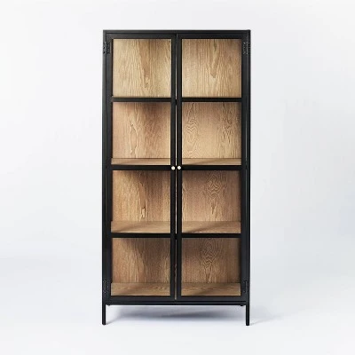 60" Crystal Cove Glass Cabinet Black - Threshold™ Designed With Studio McGee 2 60" Crystal Cove Glass Cabinet Black - Threshold™ Designed With Studio McGee - Image 2