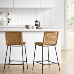 Wasson Woven Metal Leg Counter Height Barstool Tan - Threshold™