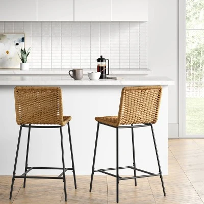 Wasson Woven Metal Leg Counter Height Barstool Tan - Threshold™ 1 Wasson Woven Metal Leg Counter Height Barstool Tan - Threshold™